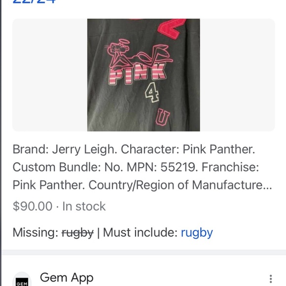 PINK PANTHER VINTAGE ‘rugby’ shirt Y2K - Picture 9 of 13